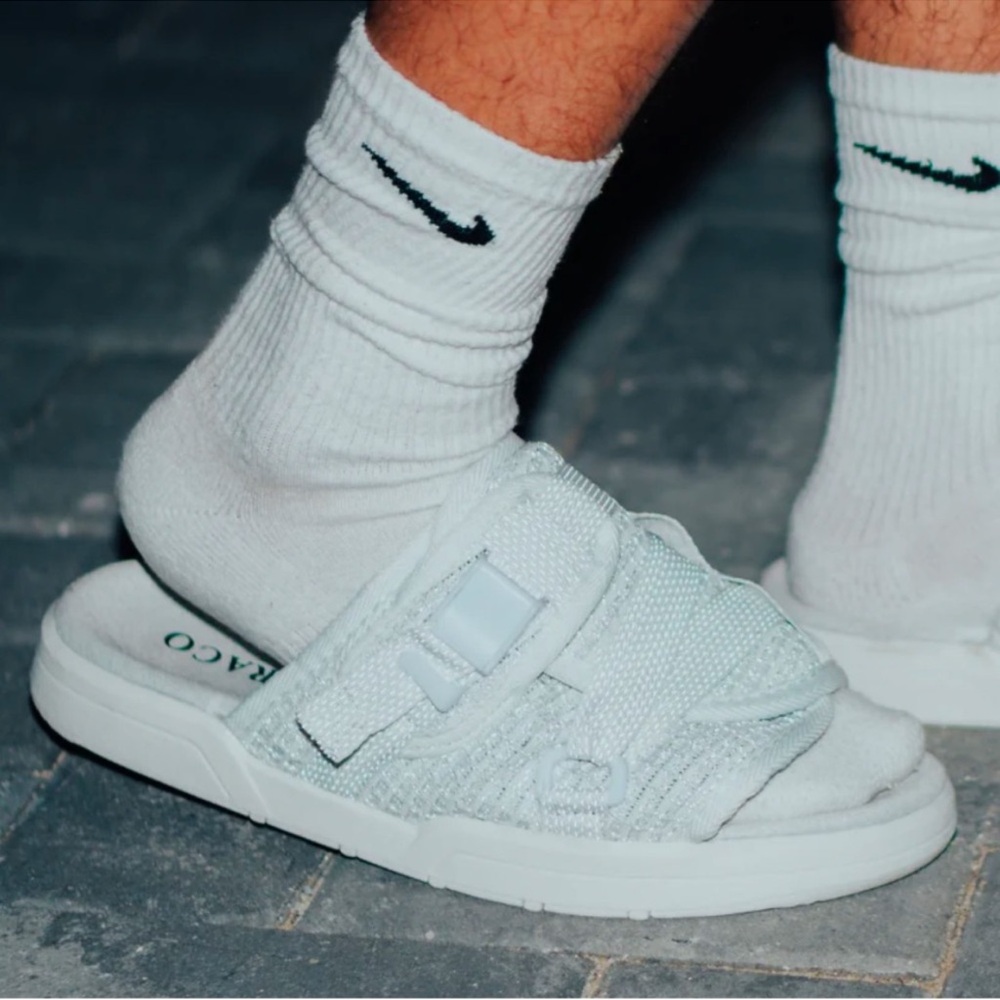 lightning draco White Slide Sandals